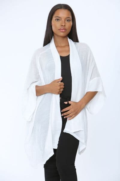 KA18072201 LINEN LOOK KAFTAN WHITE