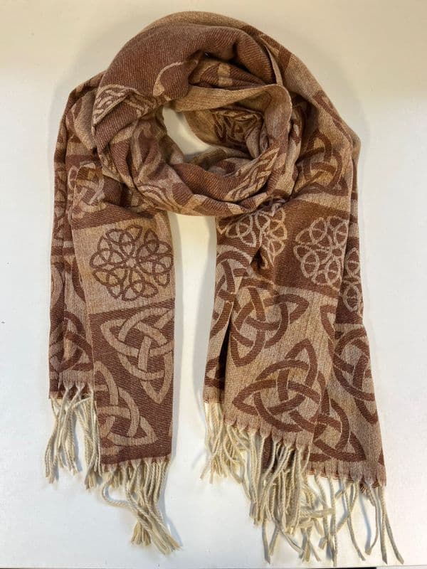 PM4813A CELTIC SCARF - BROWN-BEIGE - SINGLES @ £3.95