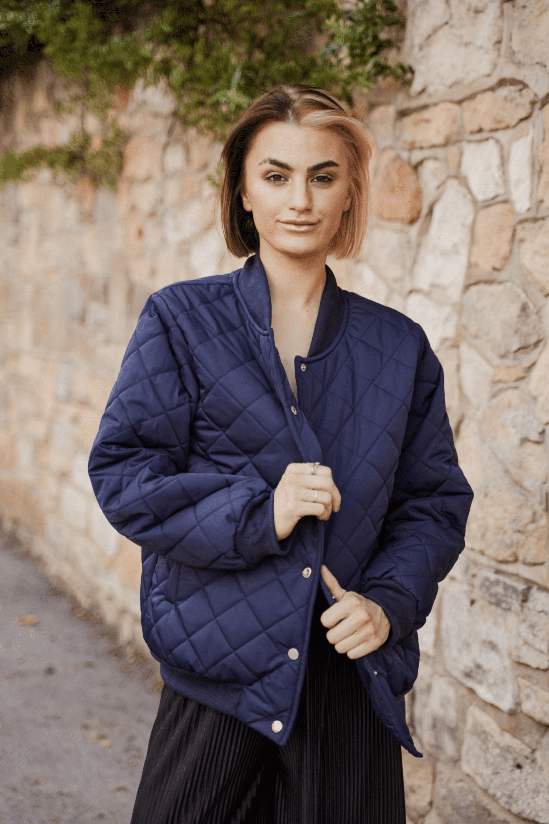 PON9343 QUILTED BOMBER JACKET NAVY