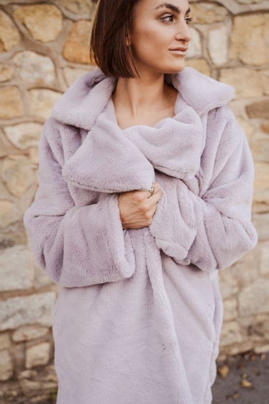 PON9567 FUR COAT GREY L/XL
