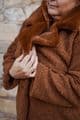 PON9580 LONG TEDDY COAT TAN S/M