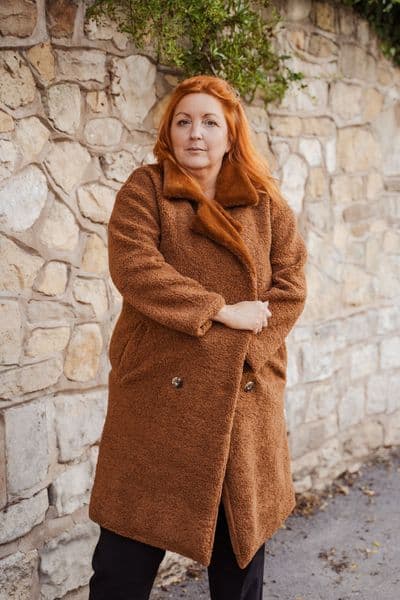 PON9580 LONG TEDDY COAT TAN S/M