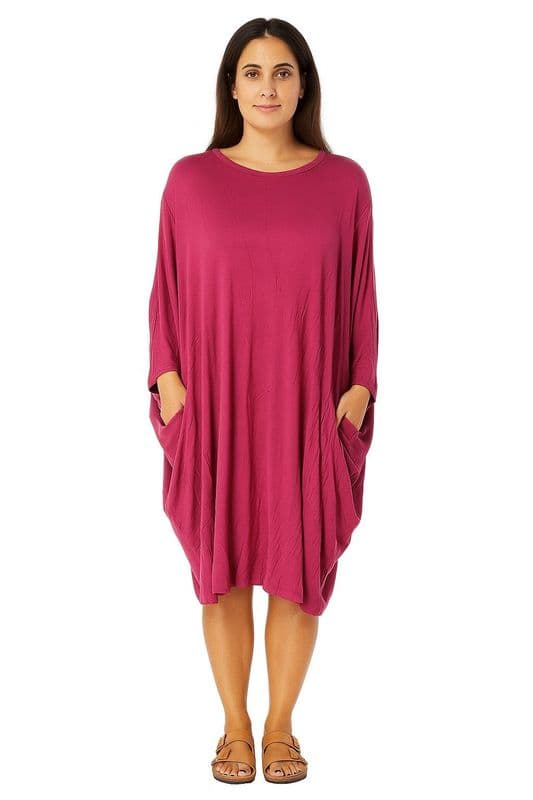 PON9602 Pocket Dress Plum