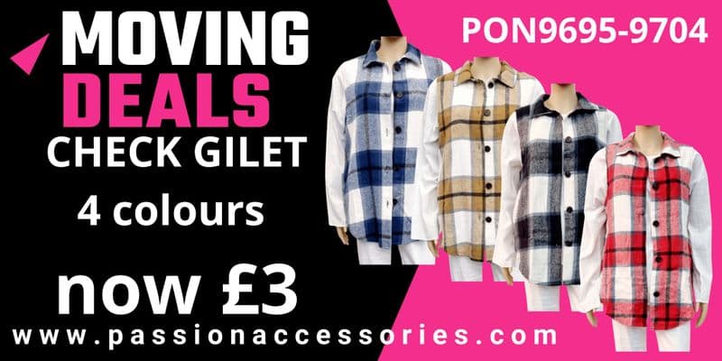 PON9695 RED CHECK GILET S/M