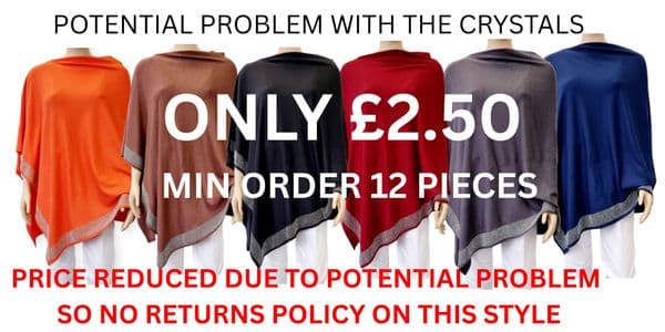 PON9710 BLACK CRYSTAL HEM PONCHO