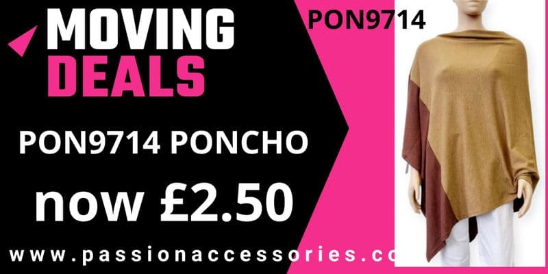 PON9714 BROWN/BEIGE TWO TONED PONCHO