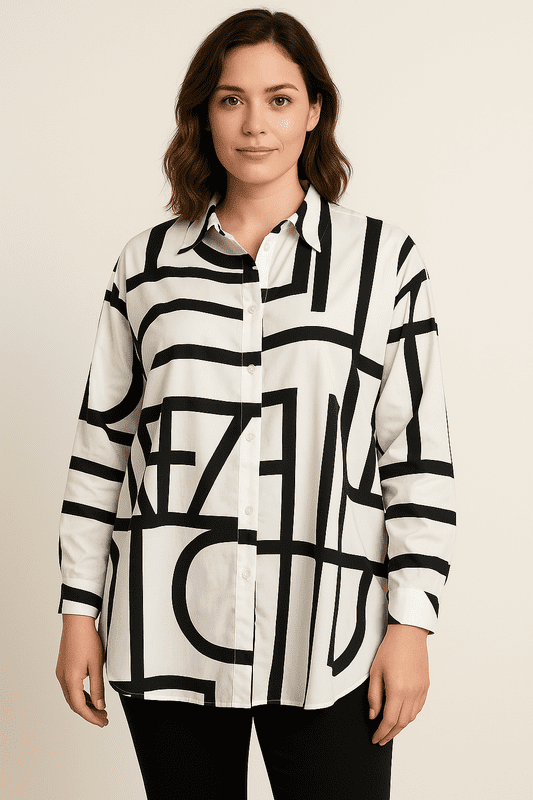 PON9722 WHITE BOLD PRINT SHIRT