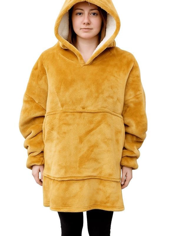 PON9801 SHERPA BLANKET HOODIE CAMEL