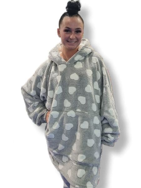 PON9850 HEART BLANKET HOODIE GREY