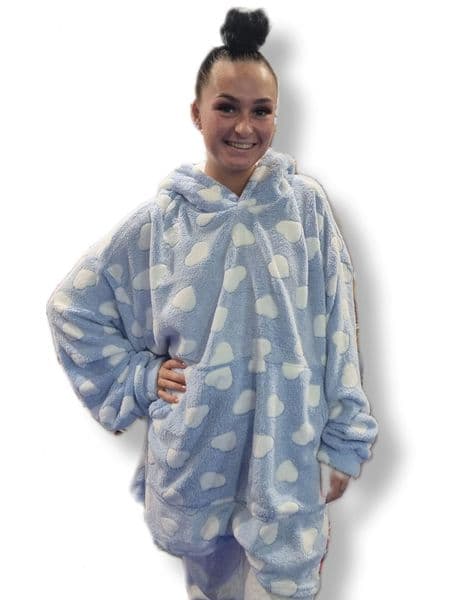 PON9851 HEART BLANKET HOODIE BLUE