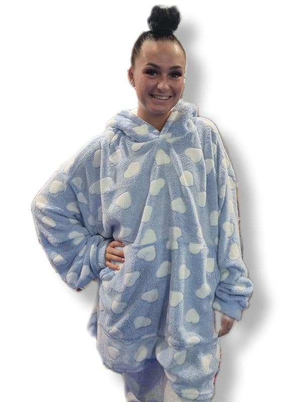 PON9851 HEART BLANKET HOODIE BLUE