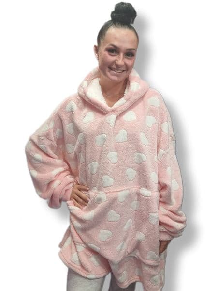 PON9852 HEART BLANKET HOODIE PINK