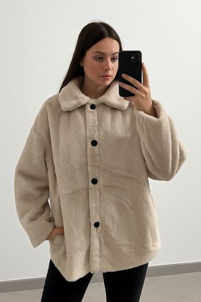 PON9871 SHACKET CREAM M-L