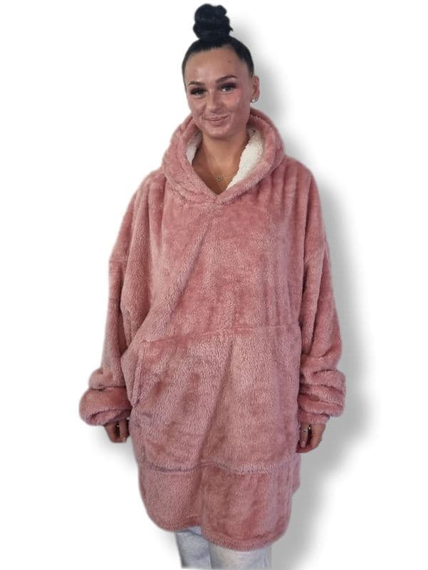 PON9880 BLANKET HOODIE DUSKY PINK