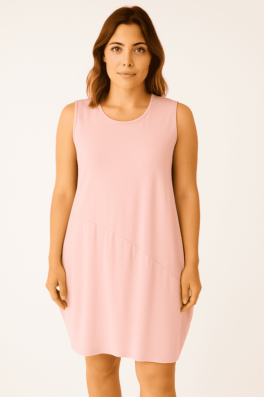 SA06122101  Sleeveless Slash Panel Tunic Nude