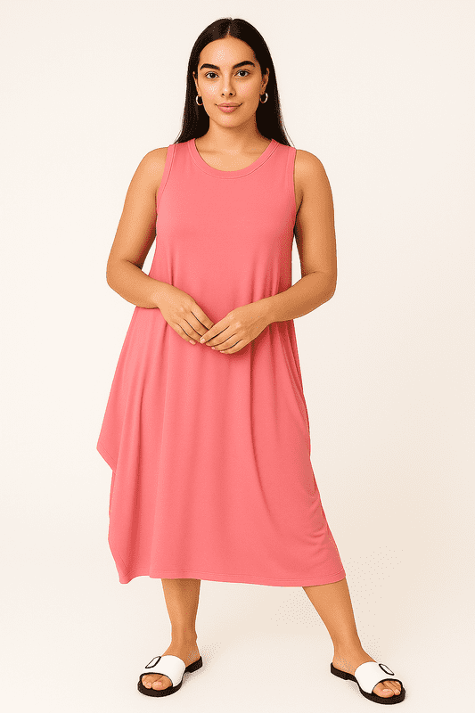 SA06122102  Sleeveless Parachute Dress Dusky Pink
