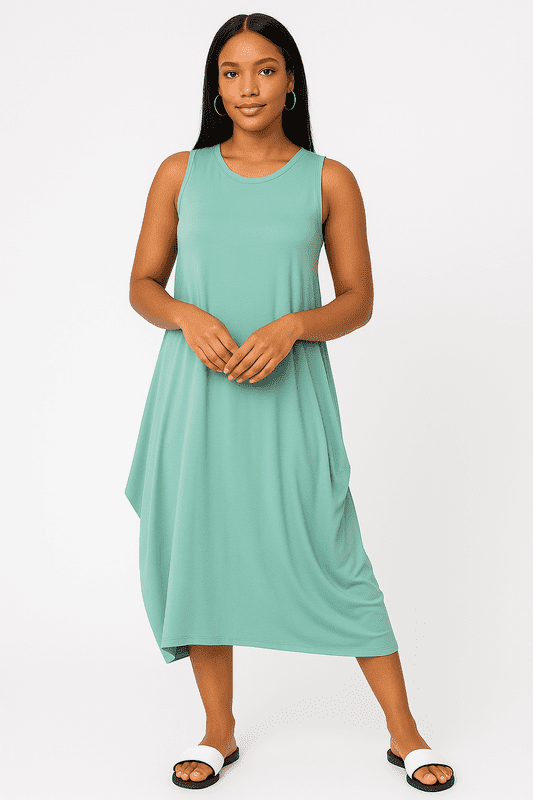 SA06122102  Sleeveless Parachute Dress Mint