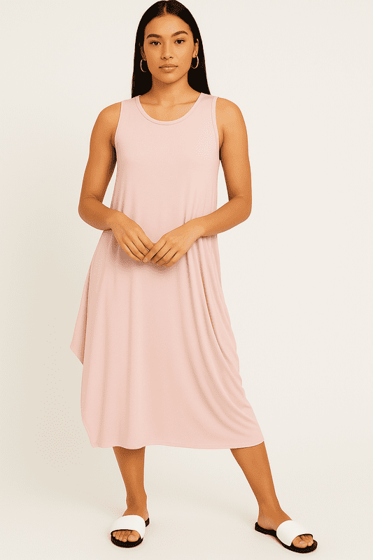 SA06122102  Sleeveless Parachute Dress Nude