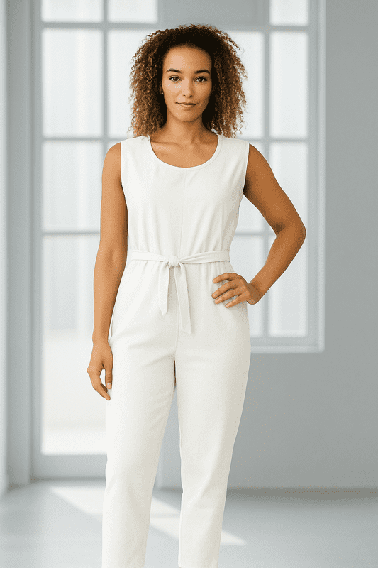 SA07012205/Linen Look Jumpsuit White WAS £7