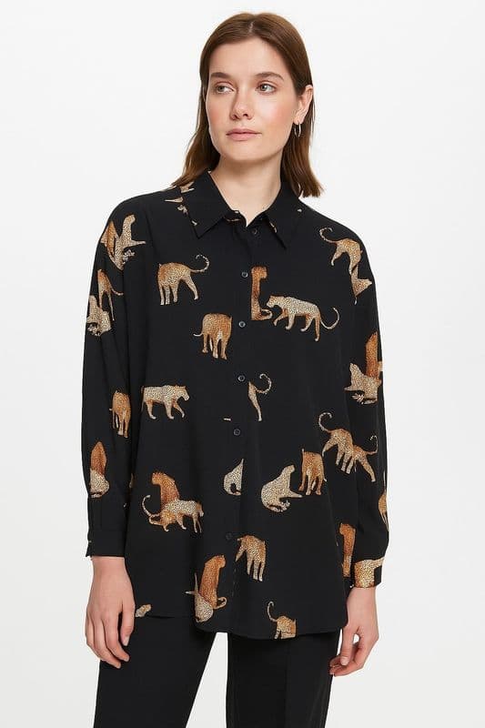 SA14022301 LEOPARD SHIRT BLACK