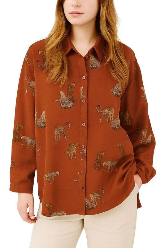 SA14022301 LEOPARD SHIRT TAN