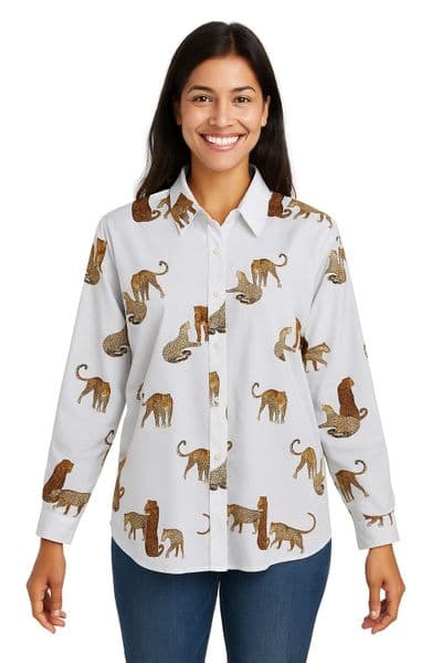 SA14022301 LEOPARD SHIRT WHITE