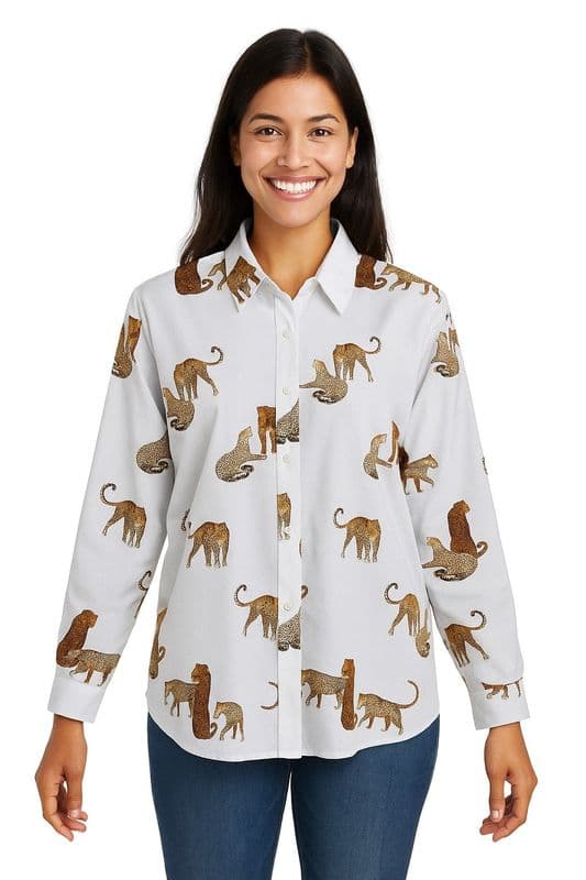 SA14022301 LEOPARD SHIRT WHITE