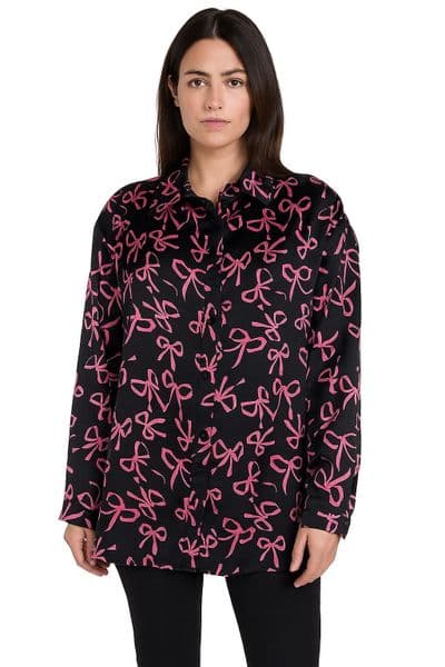SA21062302 BOW SHIRT BLACK & PINK