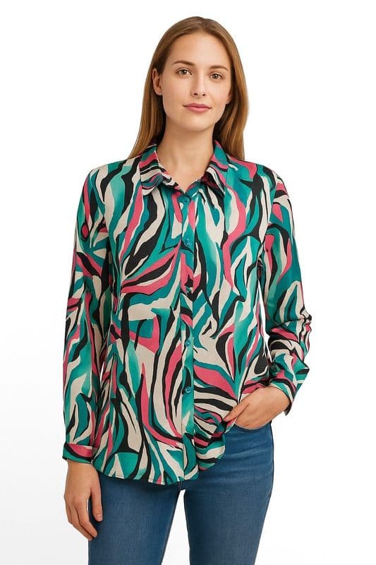 SA21062305 SHIRT TEAL MULTI