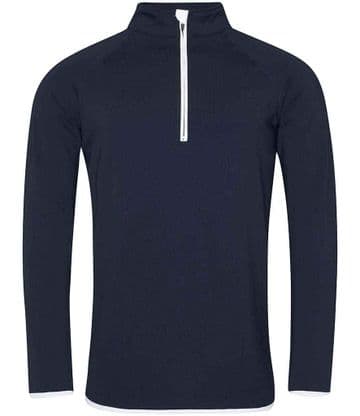 Cool Half Zip Sweat Top - Adult (French Navy/White trim)
