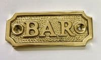 BAR  Brass Door Sign, Plain Brass, Antique Bronze or Shiny Nickel