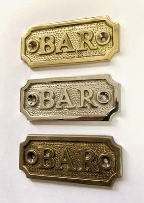 BAR  Brass Door Sign, Plain Brass, Antique Bronze or Shiny Nickel