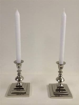 Beautiful Pair Of Classic Aluminium Finish Candle Stick Holders Az-01