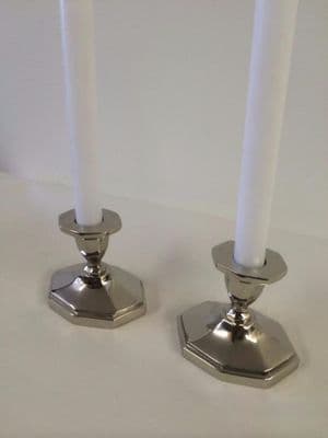 Beautiful Pair Of Classic Shiny Nickel Chrome Finish Candle Stick Holders Az-04
