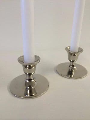 Beautiful Pair Of Classic Shiny Nickel Chrome Finish Candle Stick Holders Rb-05