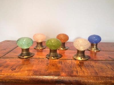 Beautiful Pair Of Large Antique Bronze Bubble Glass Mortice Door Knobs Handles, Vintage, 6 Colours