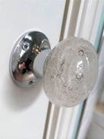 Beautiful Pair Of Large Bubble Glass Mortice Door Knobs Handles, 6 available colours, Chrome,Vintage