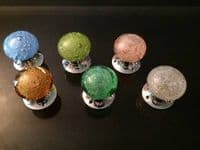 Beautiful Pair Of Large Bubble Glass Mortice Door Knobs Handles, 6 available colours, Chrome,Vintage