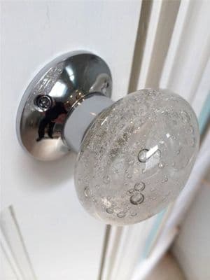 Beautiful Pair Of Large Bubble Glass Mortice Door Knobs Handles, 6 available colours, Chrome,Vintage