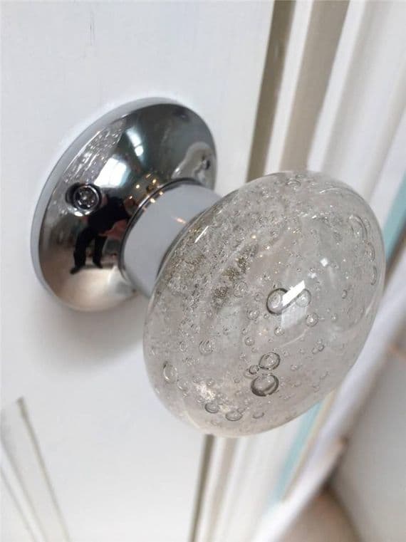 Beautiful Pair Of Large Bubble Glass Mortice Door Knobs Handles, 6 available colours, Chrome,Vintage