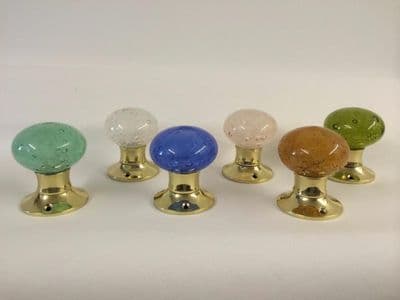 Beautiful Pair Of Large Bubble Glass Mortice Door Knobs Handles,Brass,Vintage, 6 Colours available