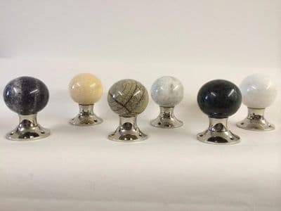 Beautiful Pair Of Large Marble Mortice Door Knobs Handles, Nickel, 6 available colours, Vintage