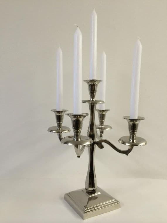 Beautiful Vintage Style Candelabra Nickel Plated Wedding Candle Stick Holders R5