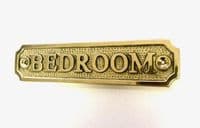 BEDROOM Brass Door Sign, Plain Brass, Antique Bronze or Shiny Nickel