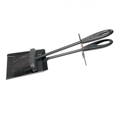 Black Fireplace Hearth Tidy Set Loop Iron Handle Brush & Shovel Fireside Tools