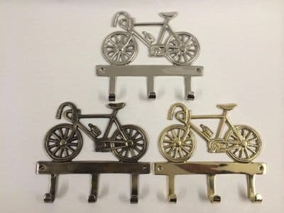 Bycycle Bike Wall Key Rack Chrome Brass Bronze House Cyclist Keys Hook Holder