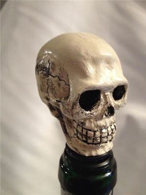 Gothic Bone Coloured Skull Novelty Wine Bottle Stopper, Gift Boxed Wine Saver