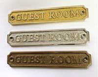 GUEST ROOM  Large Brass Door Sign, Plain Brass, Antique Bronze or Shiny Nickel