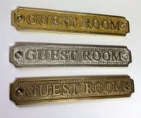 GUEST ROOM  Large Brass Door Sign, Plain Brass, Antique Bronze or Shiny Nickel