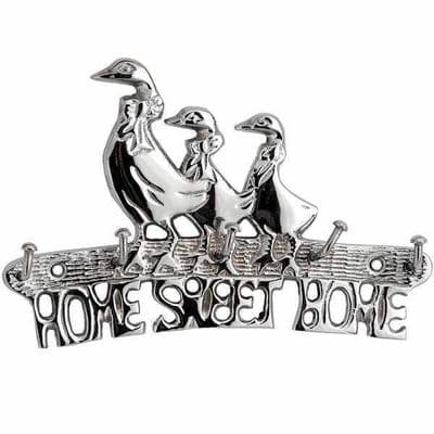 Home Sweet Home Chrome Solid Brass Bronze Effect Wall Key Hook Rack Holder Ducks